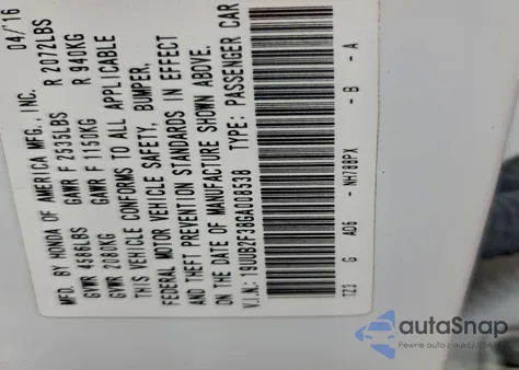 2016 Acura Tlx from USA, damaged, VIN 008538